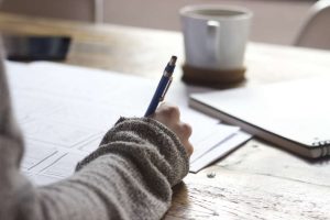 Woman's hand writing